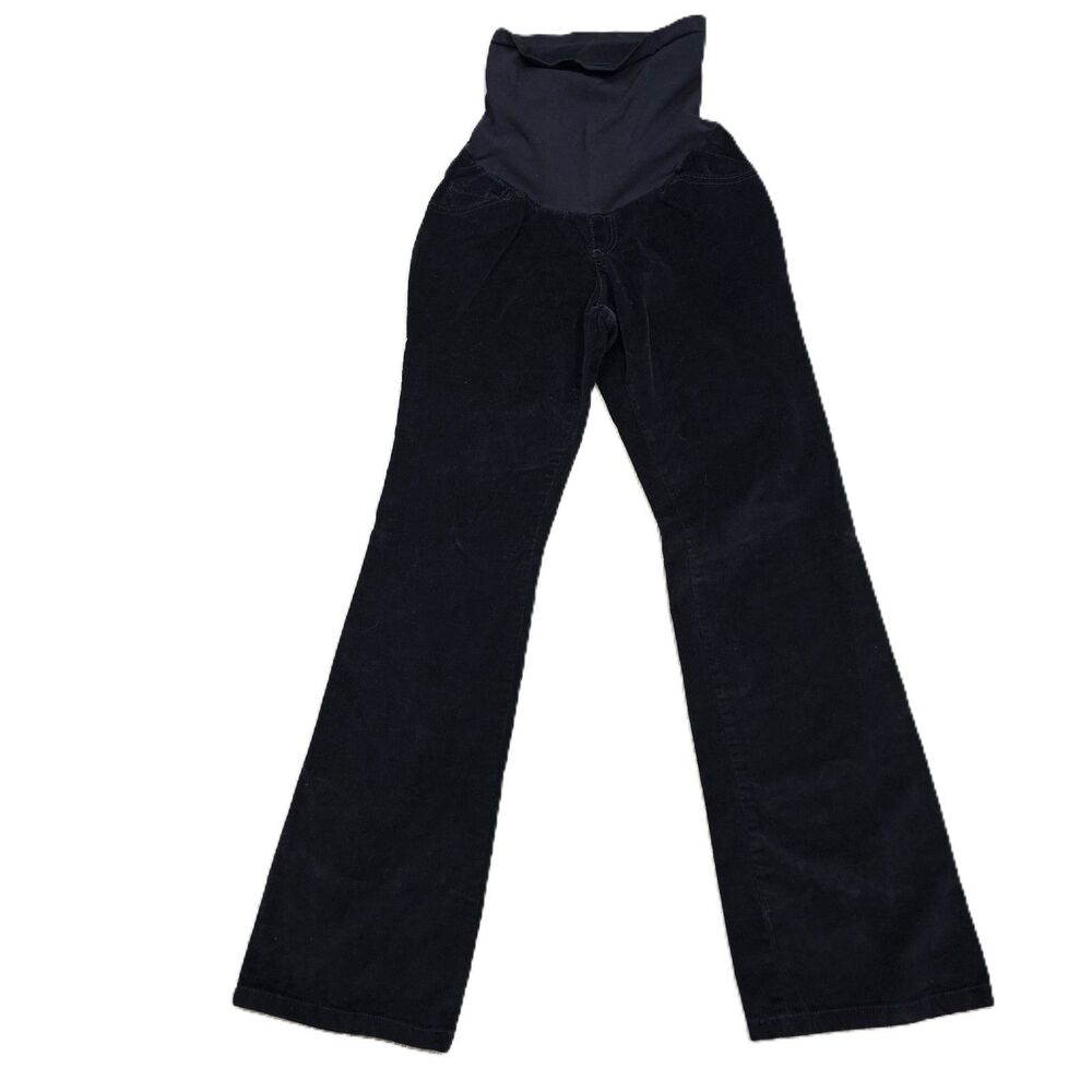 Motherhood Maternity Black Corduroy Pants Medium Soft Stretch Panel Straight Leg